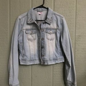 BONGO Embellished Faded Denim Jacket